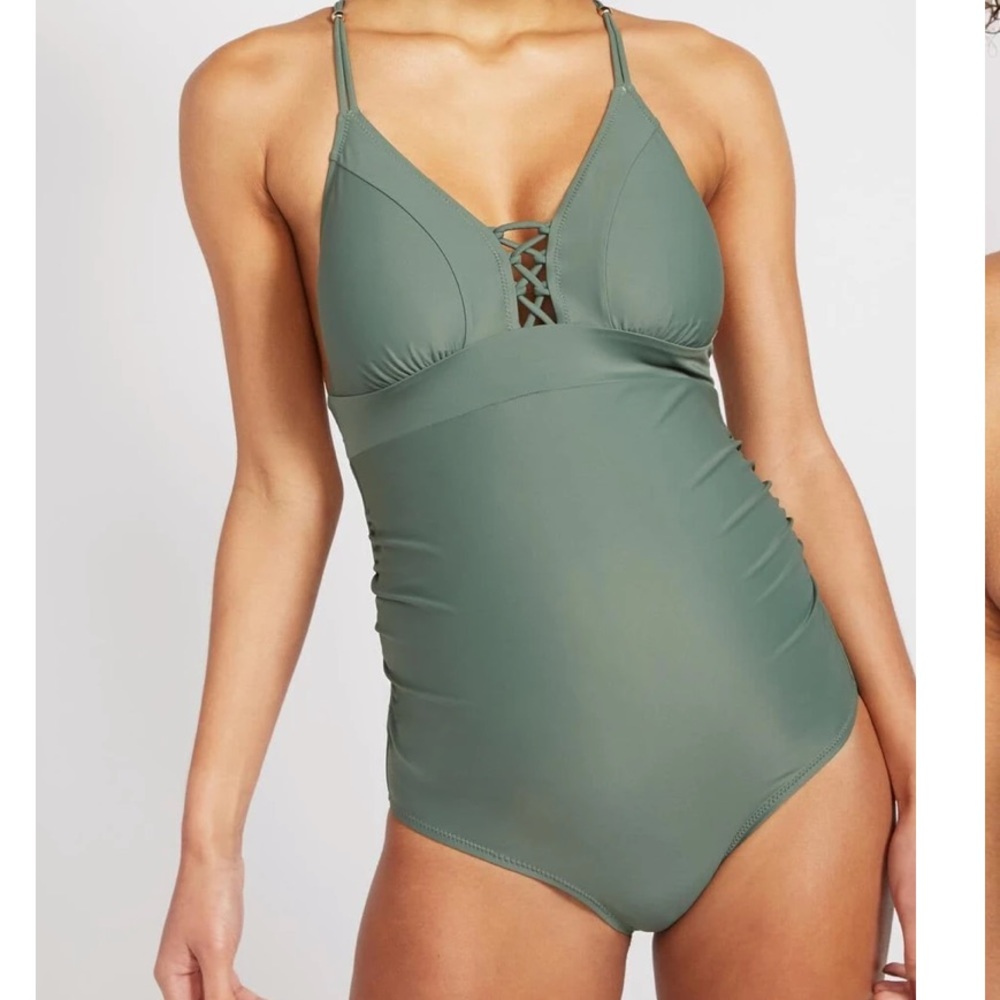 Green maternity swimsuit